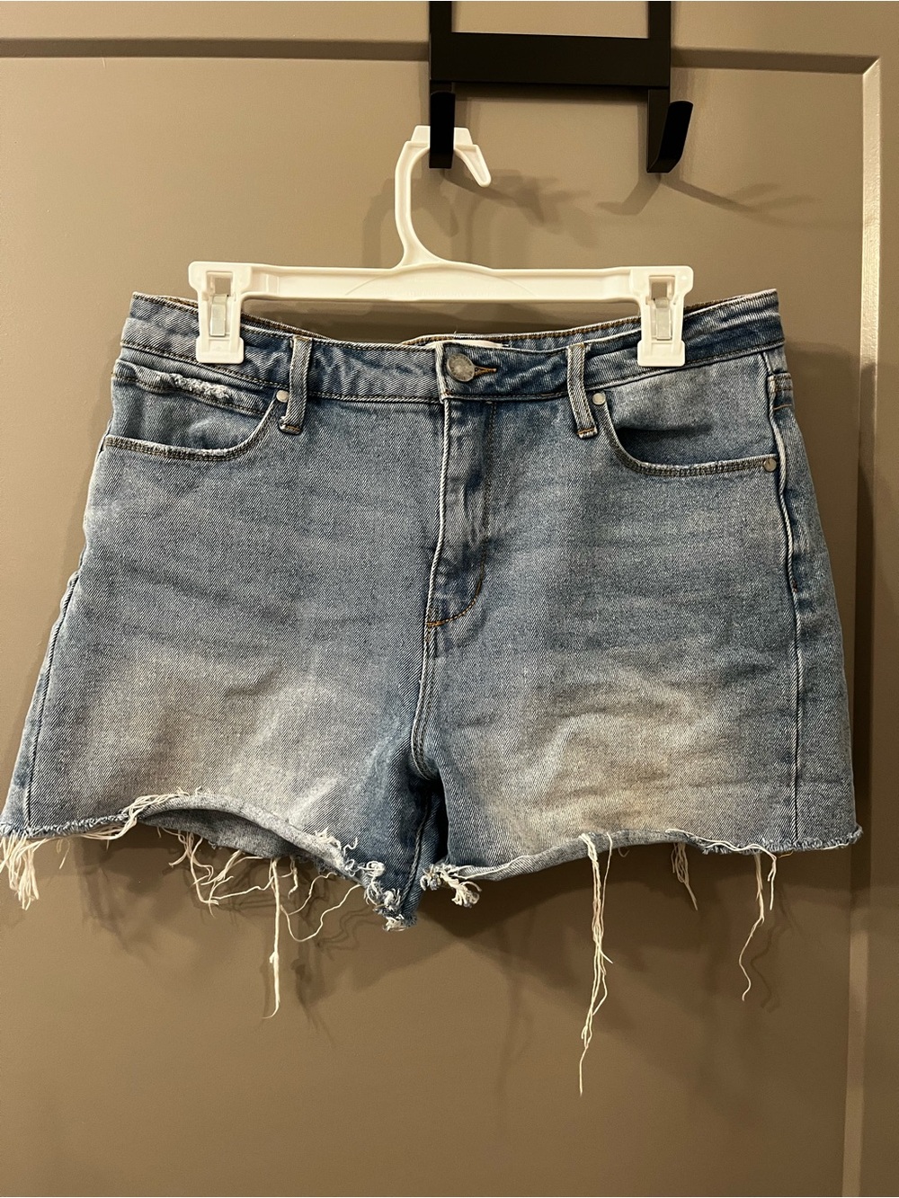 Articles Of Society Light Blue Distressed Denim Cutoff Shorts